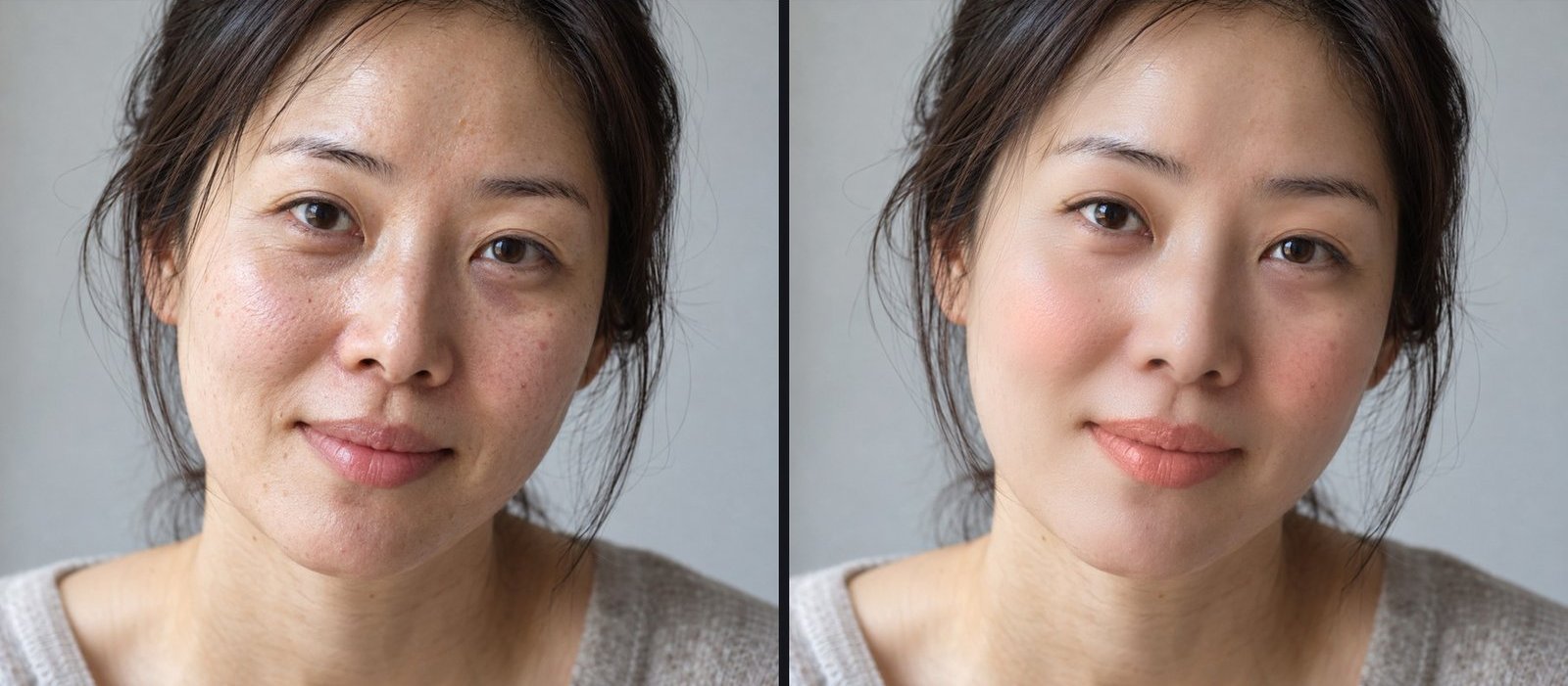 Rouge à lèvres, blush et fard à paupières, couleur et intensité au choix
